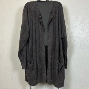 Barefoot Dreams CozyChic Lite Side Zip Cardigan Carbon Color Size 2x